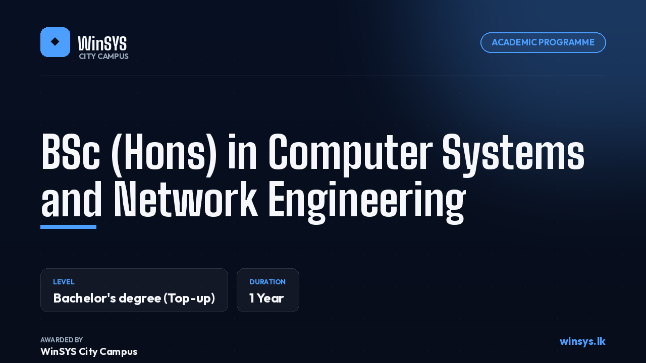 BSc (Hons) in Computer Systems and Network Engineering