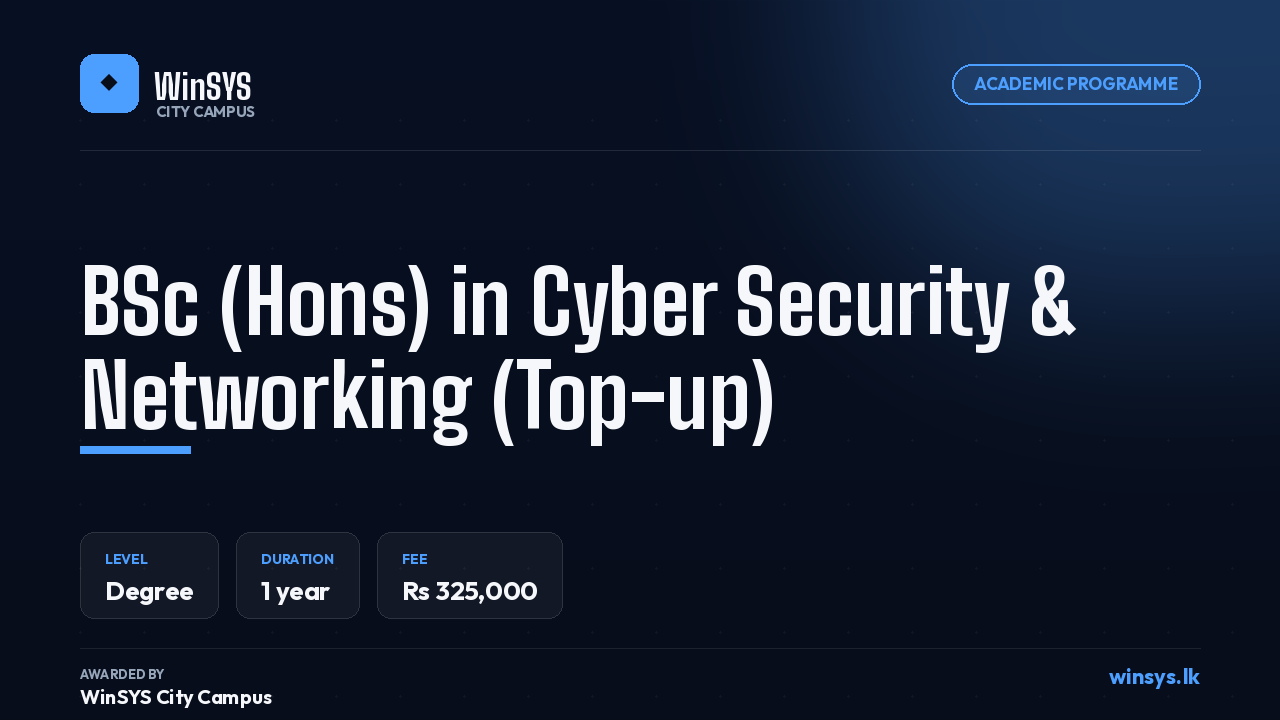 BSc (Hons) in Cyber Security & Networking (Top-up)