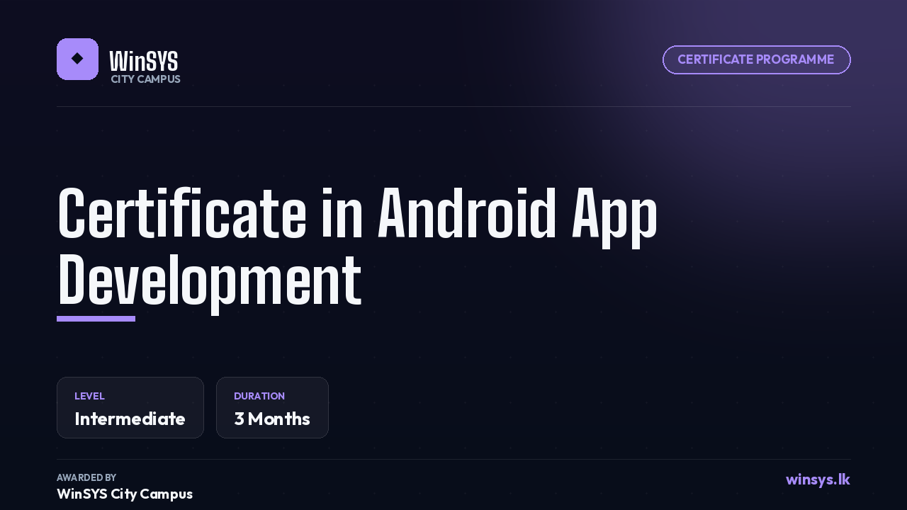 Certificate in Android App Development