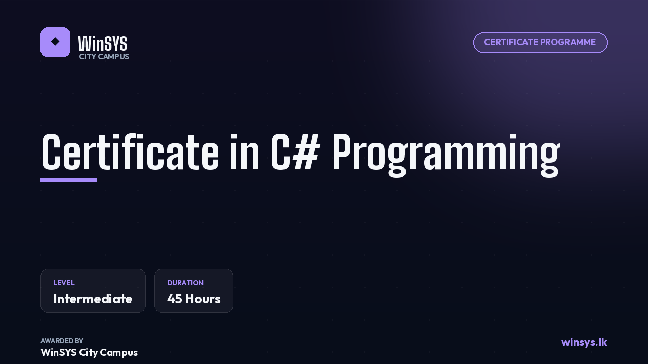 Certificate in C# Programming