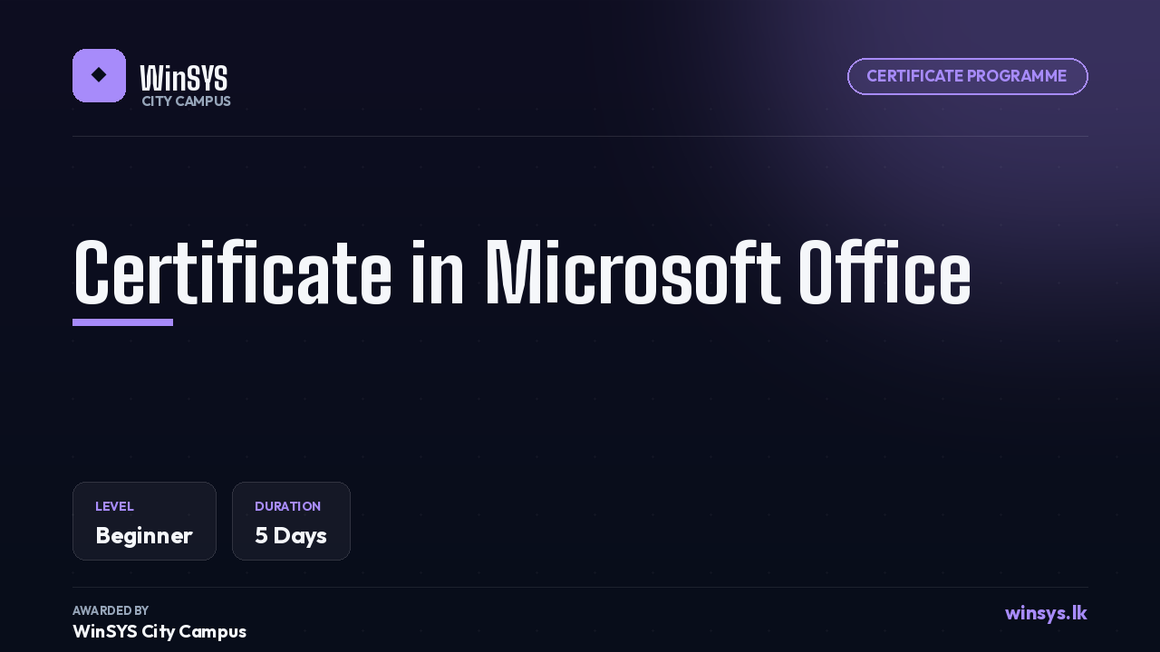 Certificate in Microsoft Office