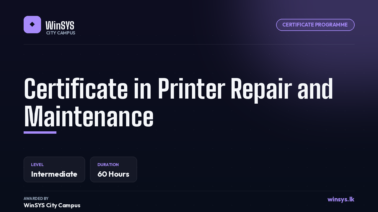 Certificate in Printer Repair and Maintenance