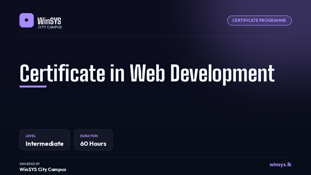 Certificate in Web Development