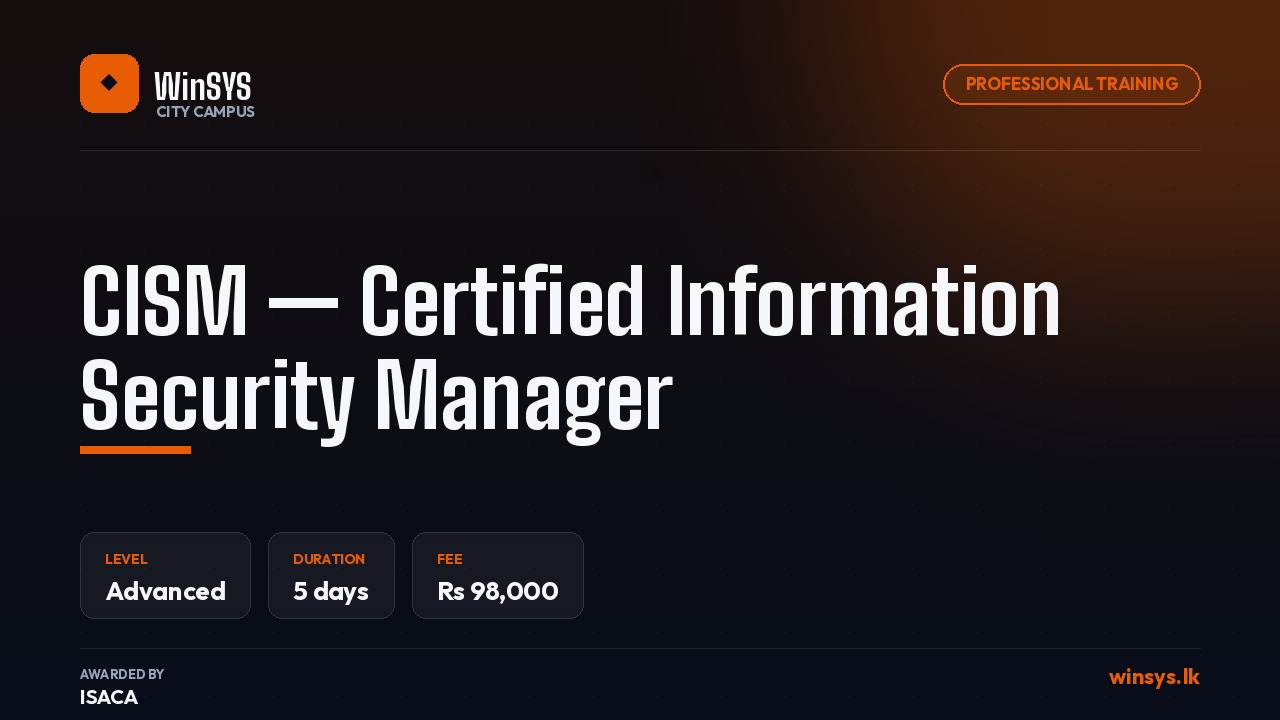 CISM — Certified Information Security Manager