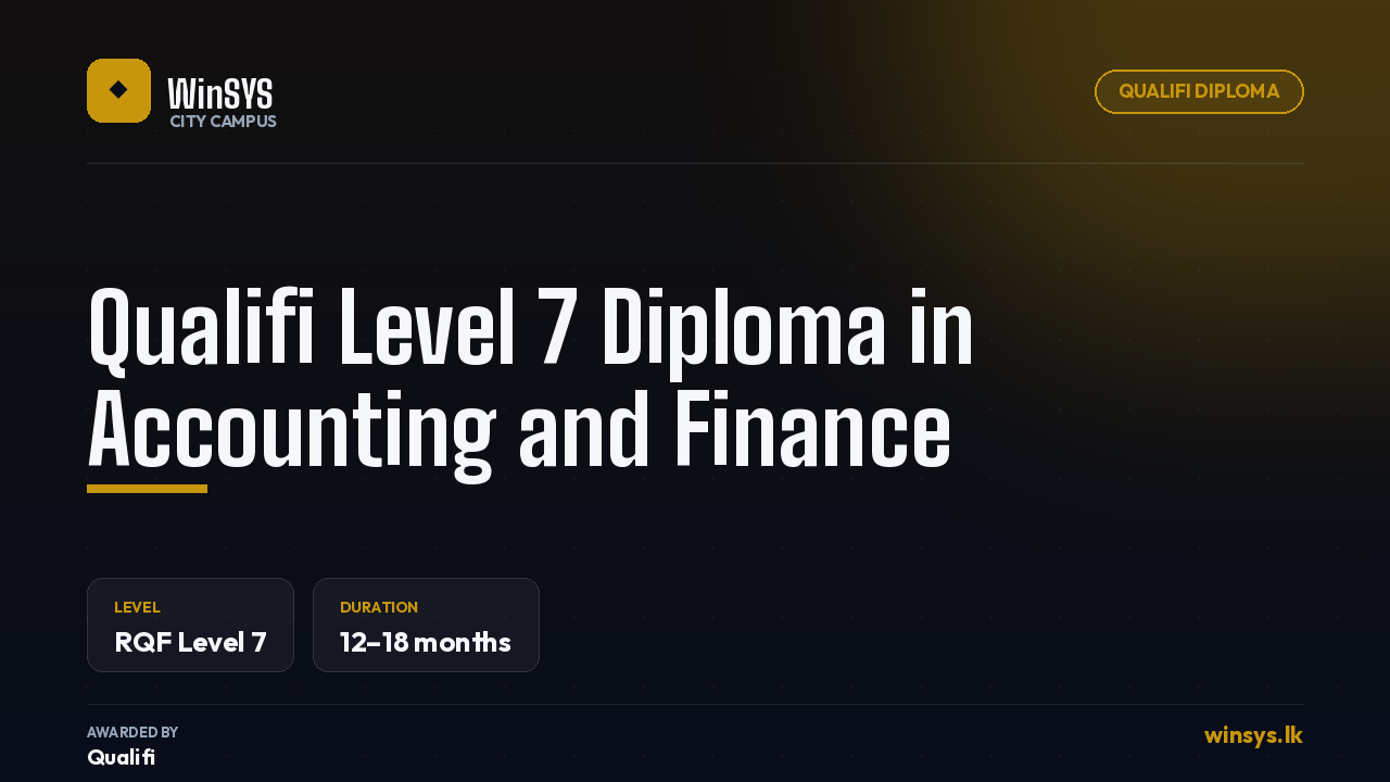 Qualifi Level 7 Diploma in Accounting and Finance